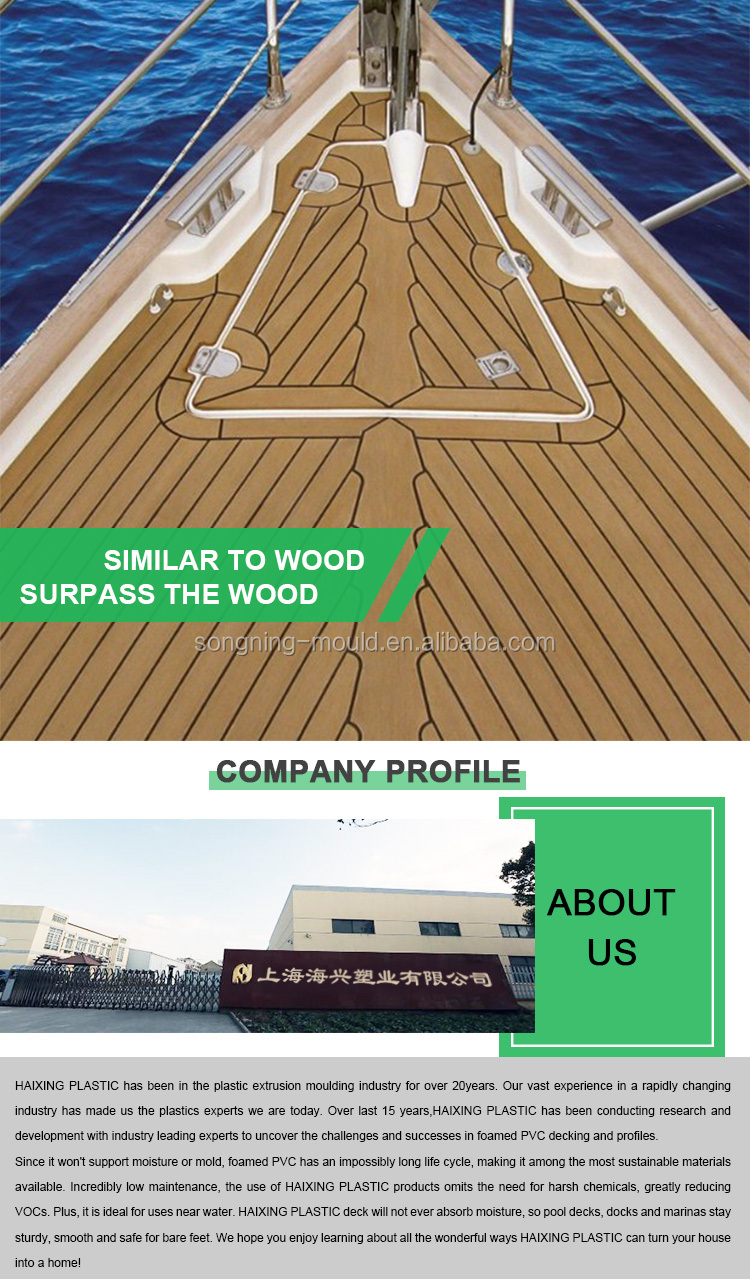 190mm/50mm Width Yacht Floor Durable and Stylish PVC Teak Decking for a Classy Look