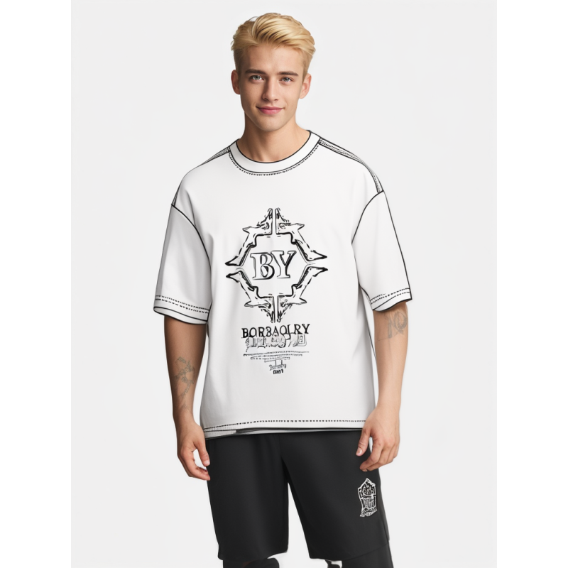 Quality Certification Spring Summer New American Retro Collection Heavy Casual Printed T-Shirt