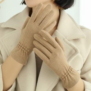 Wholesale Khaki Color Wool Ladies Warm Winter Gloves Fashion Design Women Hand from china suppliers