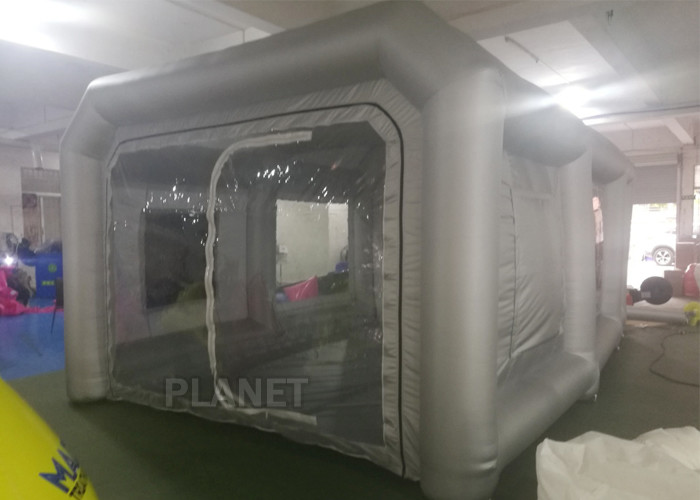 Silver Protable Inflatable Spray Paint Booth 8x4x3m / Mobile Car Painting Station