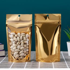 Wholesale Plastic Aluminum Foil k Bag With Euro Slot Gold Metallic Mylar Stand Up from china suppliers