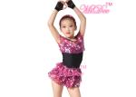 Magenta Jazz Tap Costumes Full Sequin Black Spandex Leotard For Little Girls
