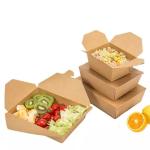 Disposable Paper Take Out Food Containers Microwaveble Folding Natural Kraft