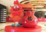 Red Fiberglass Shopping Centre Decorations Best Wishes Lucky Bag Statue Custom