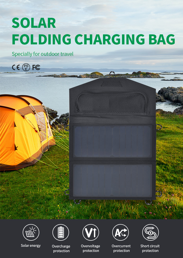 EU Warehouse A2 14W 6V Solar Energy System USB Low Power 3 Sockets Folding Portable Solar Panel For Camping