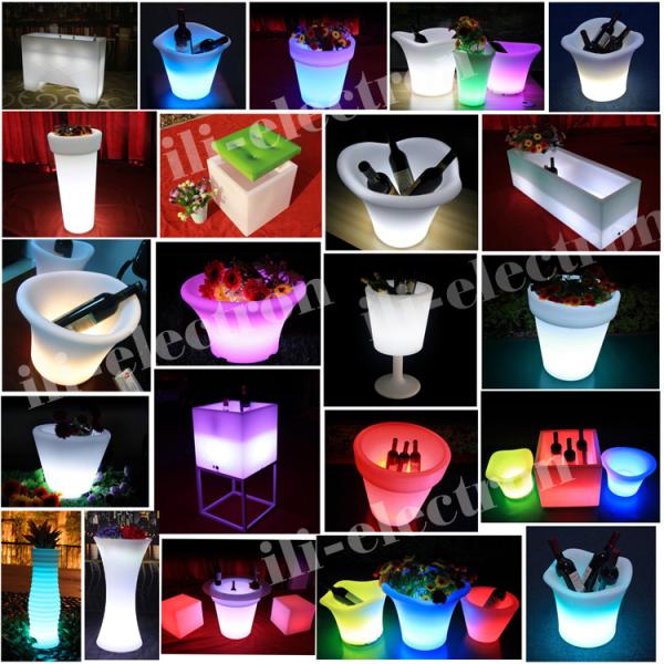 Illuminated Light Up Bar Stools Creative Plastic Material 16 Colors Changing