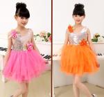 Dancing clothes girls flowers veil host sequined dress costumes children modern