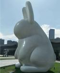 Creative Cute Metal Rabbit Sculpture White Stainless Steel Baking Varnish