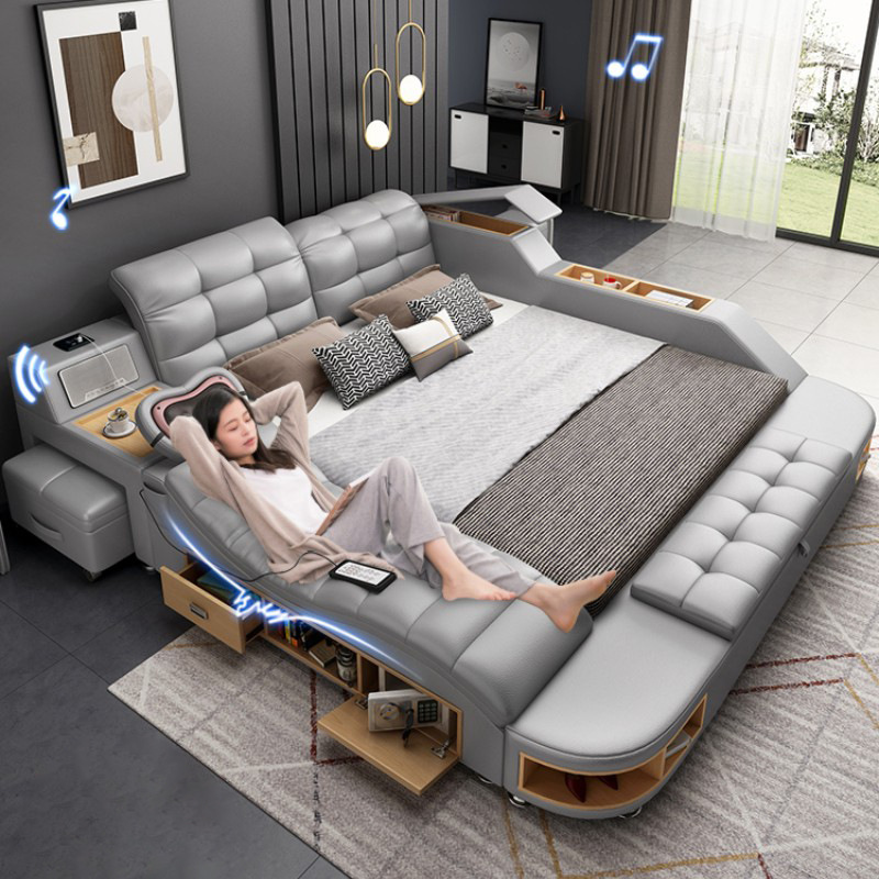ISO9001 King Queen Size Platform Bed Frame Multifunctional Bedroom Furniture