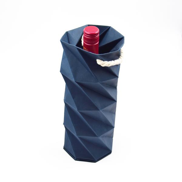 Customized Handmade Creative Folding Kraft Paper Wine Gift Box Flat Packing with Handle