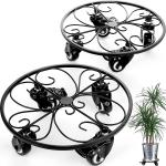 Sturdy Rolling Plant Stand Heavy-Duty Wrought Iron Plant Dolly for Floor