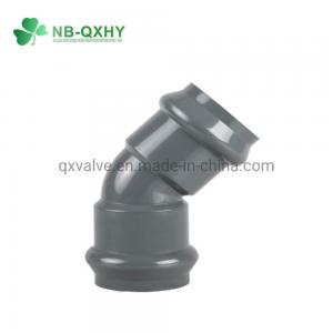 China UPVC Elbow 45deg with Rubber Wall Thickness Pn10 DIN Standard Size From 63mm to 355mm on sale