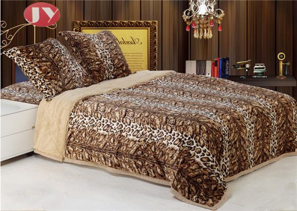 Quality Faux fur plush animal print large size double layers microplush Faux Fur Reversible throw blankets for winter for sale
