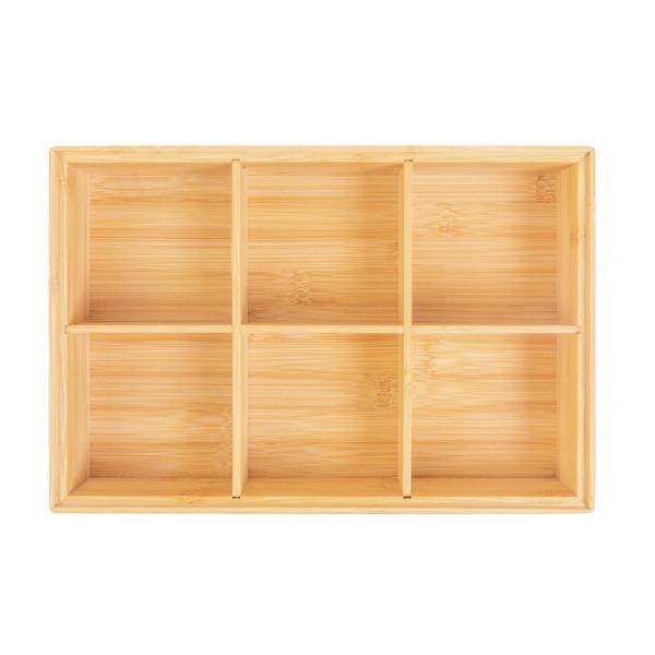 Wood Bamboo 32.5*22.1*7.7cm Tea Bag Storage Organizer 6 Compartments With Wooden