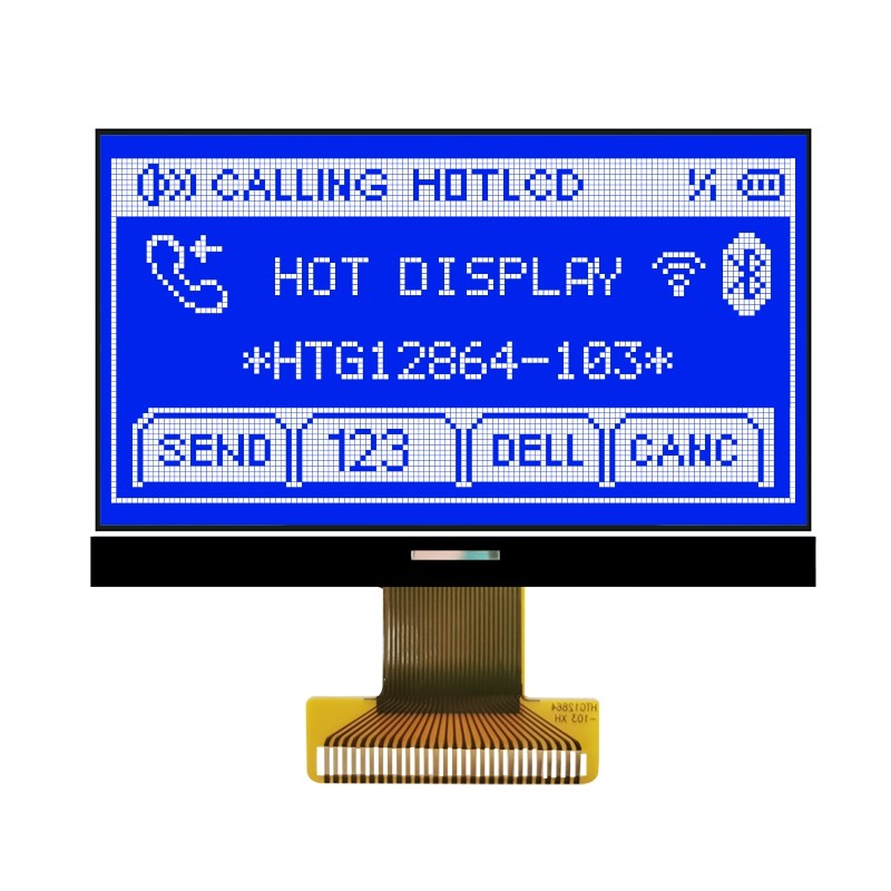 128X64 Gray COG LCD Module Graphic 66.52x33.24mm ST7565P HTG12864-103