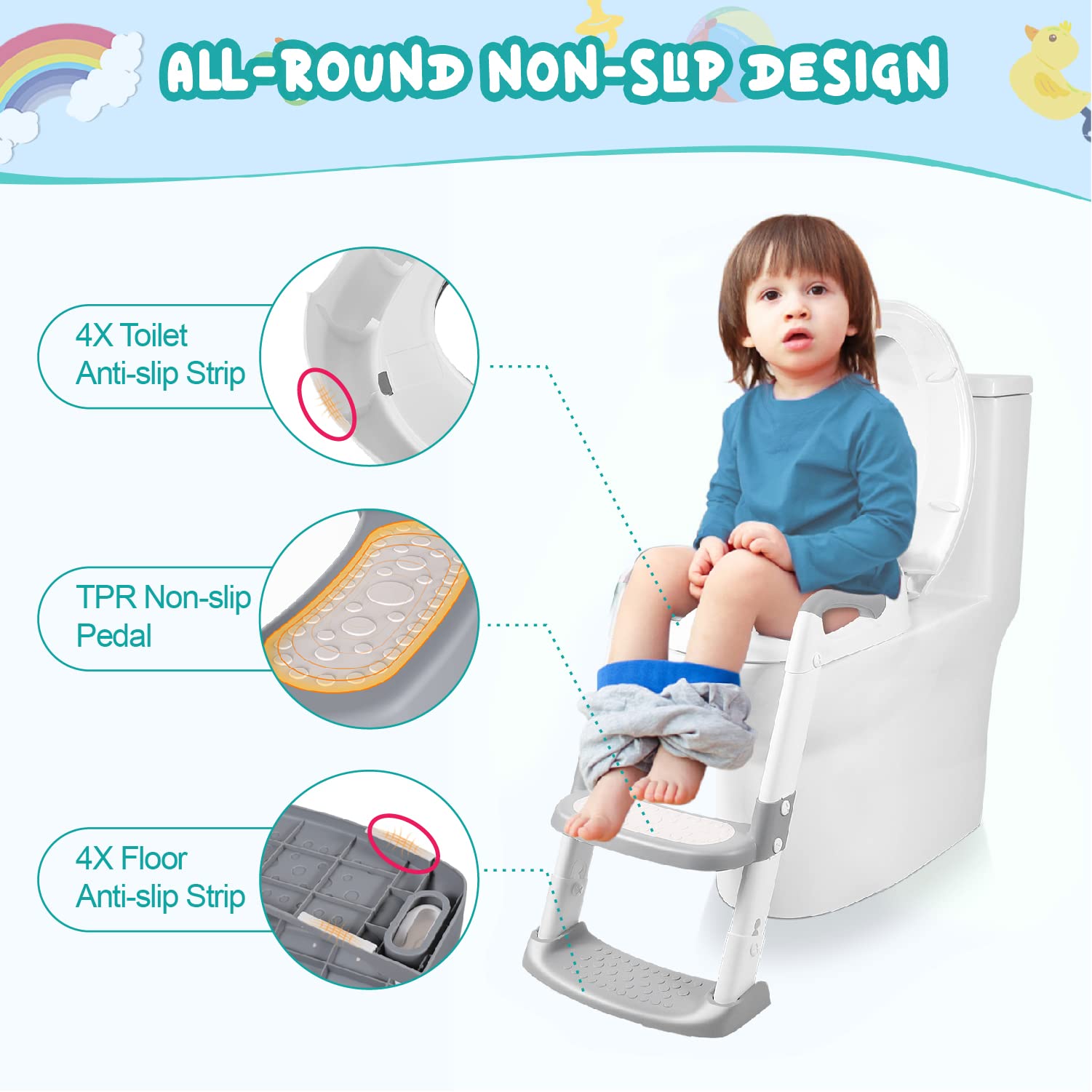Luxury Toddler Potty Ladder Toilet Seat Ergonomic