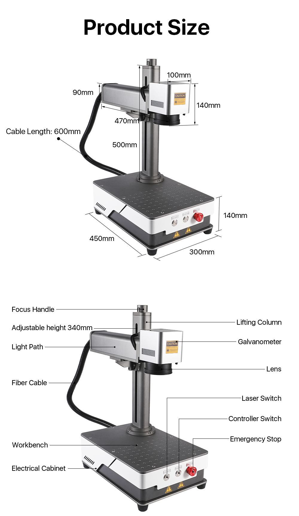 20W Portable Fiber Laser Marking Machine With Rotary Complimentary Worktable Rotating Head and Fixture Water Cooling 's