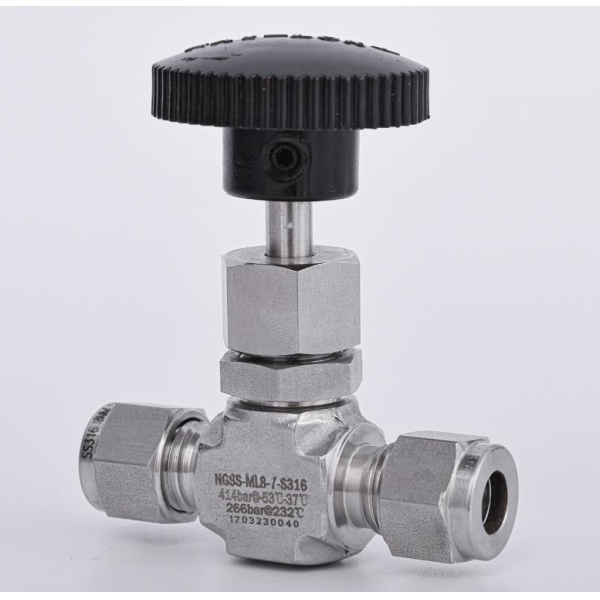 SS316 Stainless Steel Double Ferrule Needle Valve Straight Compression End Knurled Handwheel Needle Globe Valve