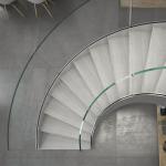 Stainless Steel Curved Wooden Staircase , Interior Wood Stairs Customized Floor