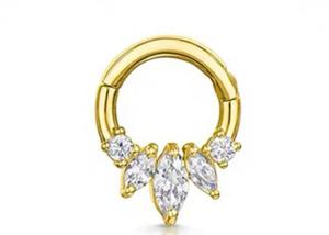 Wholesale Marquise Cut 14K Gold Clicker Piercing Four Claw Setting Type For Septum Daith Nose from china suppliers