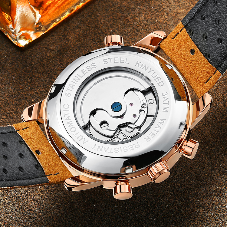 KINYUED J019-7 Men's Automatic Tourbillon Hollow Bottom Mechanical High-end Business Watch