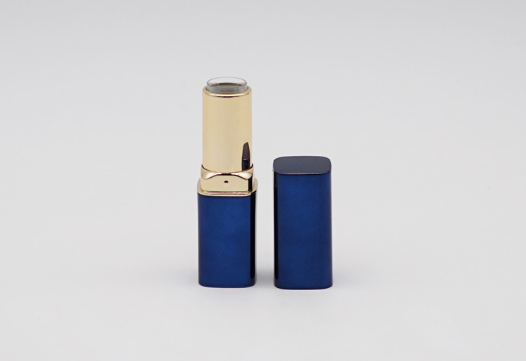 Shiny Blue Empty Lipstick Tube Hot Stamping Surface Treatment