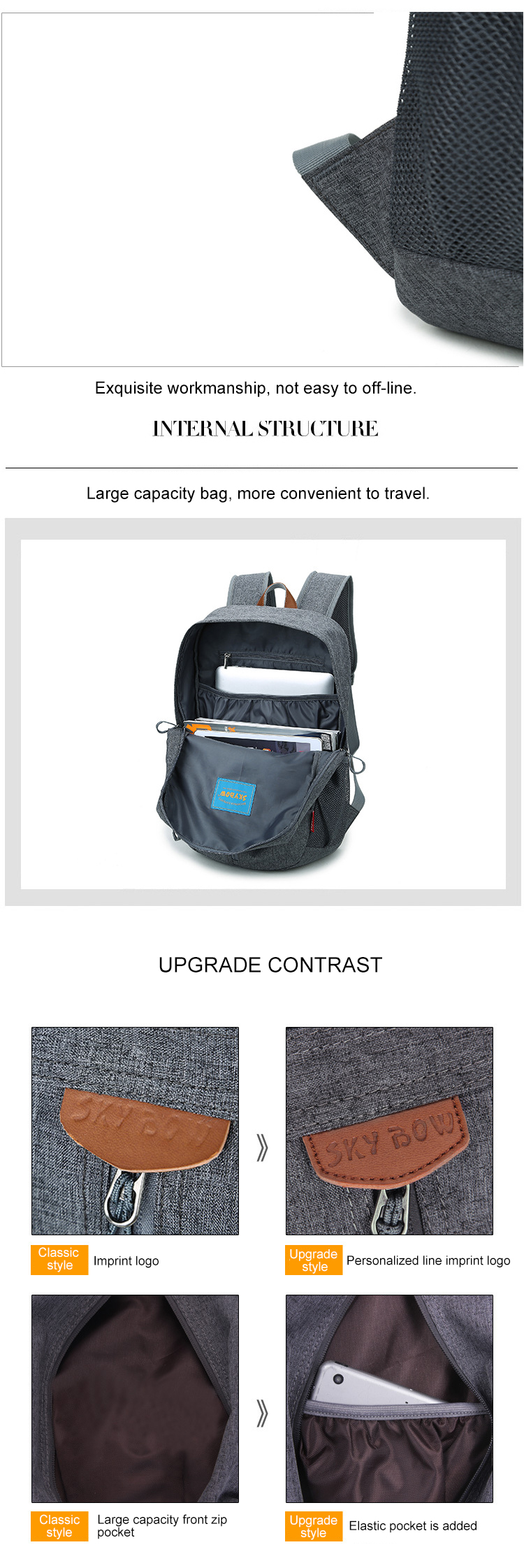 Oxford Outdoor Travel Modern Mens Backpack 17 Inch Interior Zipper Pocket