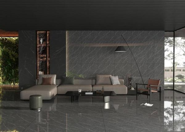Luxury Black Marble Look W.A0.5% Gray Polished Glazed Porcelain Tile900x1800x9mm