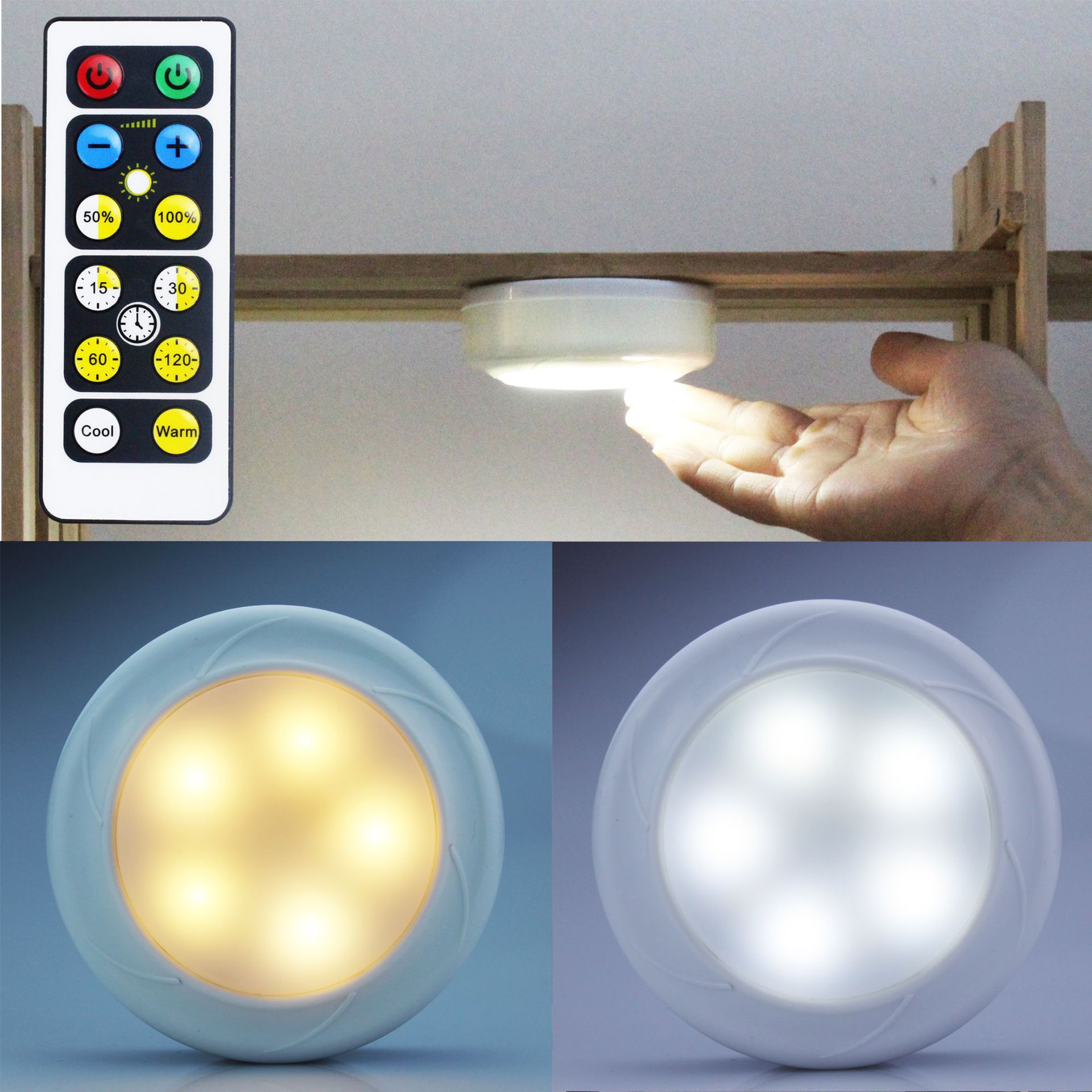 4.5VDC Battery Operated Puck Lights With Remote