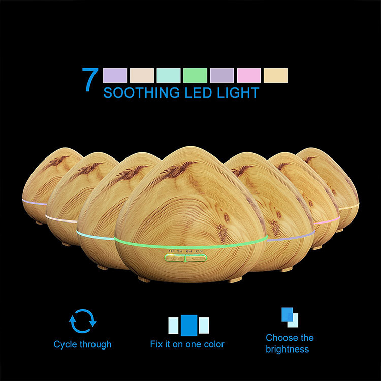 400ml Rechargeable spray Peach Design Wood Grain 7 Color Changing LED Aroma Diffuser