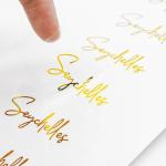 Clear Gold Foil Waterproof Plastic Stickers Self Adhesive Vinyl Transparent Logo
