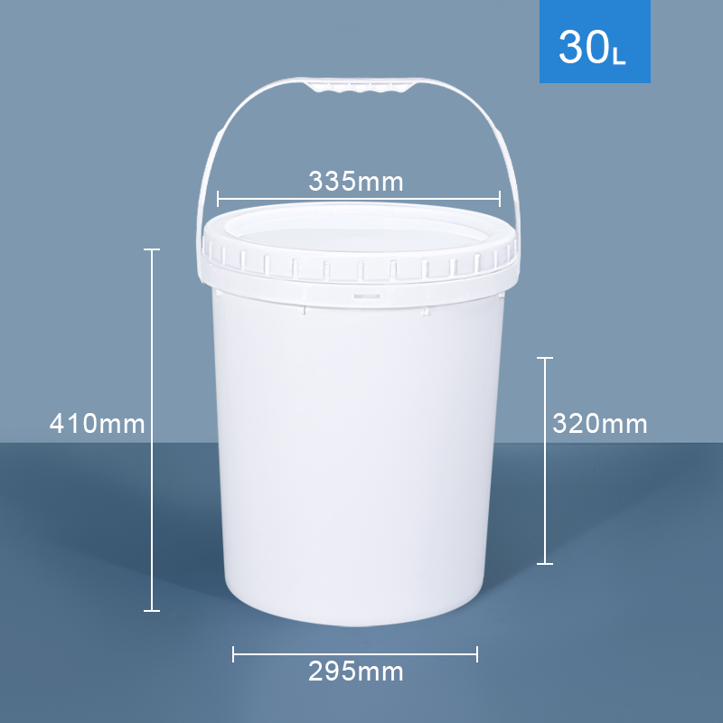 PP Plastic Bucket Iron Handle Lid for Home Food Grade Transparent White Container