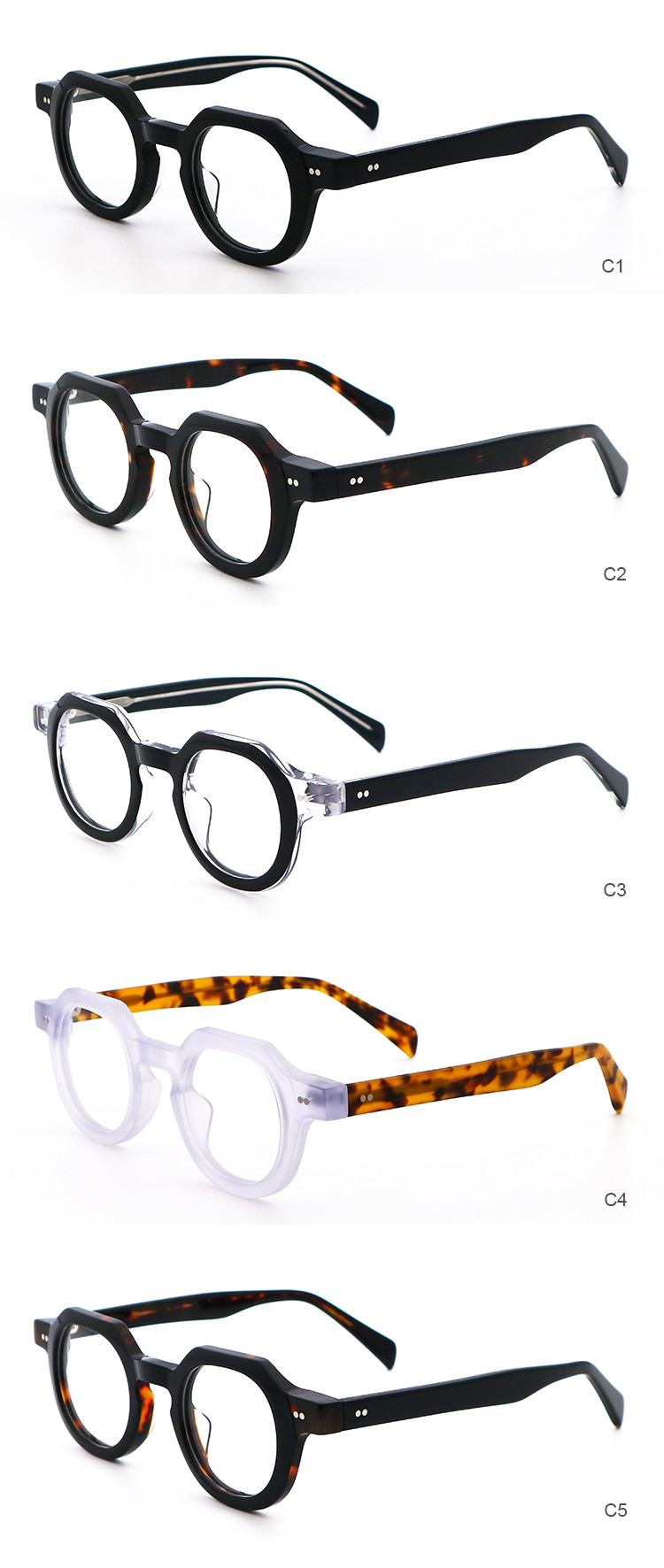 Stylish Temple Adjustable Acetate Optical Glasses Frame MR 98618
