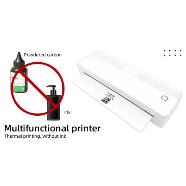 Portable A4 Thermal Printer with Multi Language Support and 10MM/S Black Print Speed