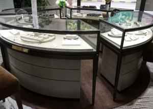 Wholesale Bronze Stainless Steel Jewelry Store Showcases Arc Shape With Bottom Cabinet from china suppliers