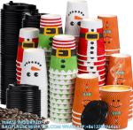 Christmas Disposable Coffee Cups 12 Oz Insulated Ripple Wall Cup With Lid, Xmas