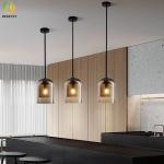 Nordic Minimalist E27 Led Glass Pendant Light Hotel Bedside Bar Brown
