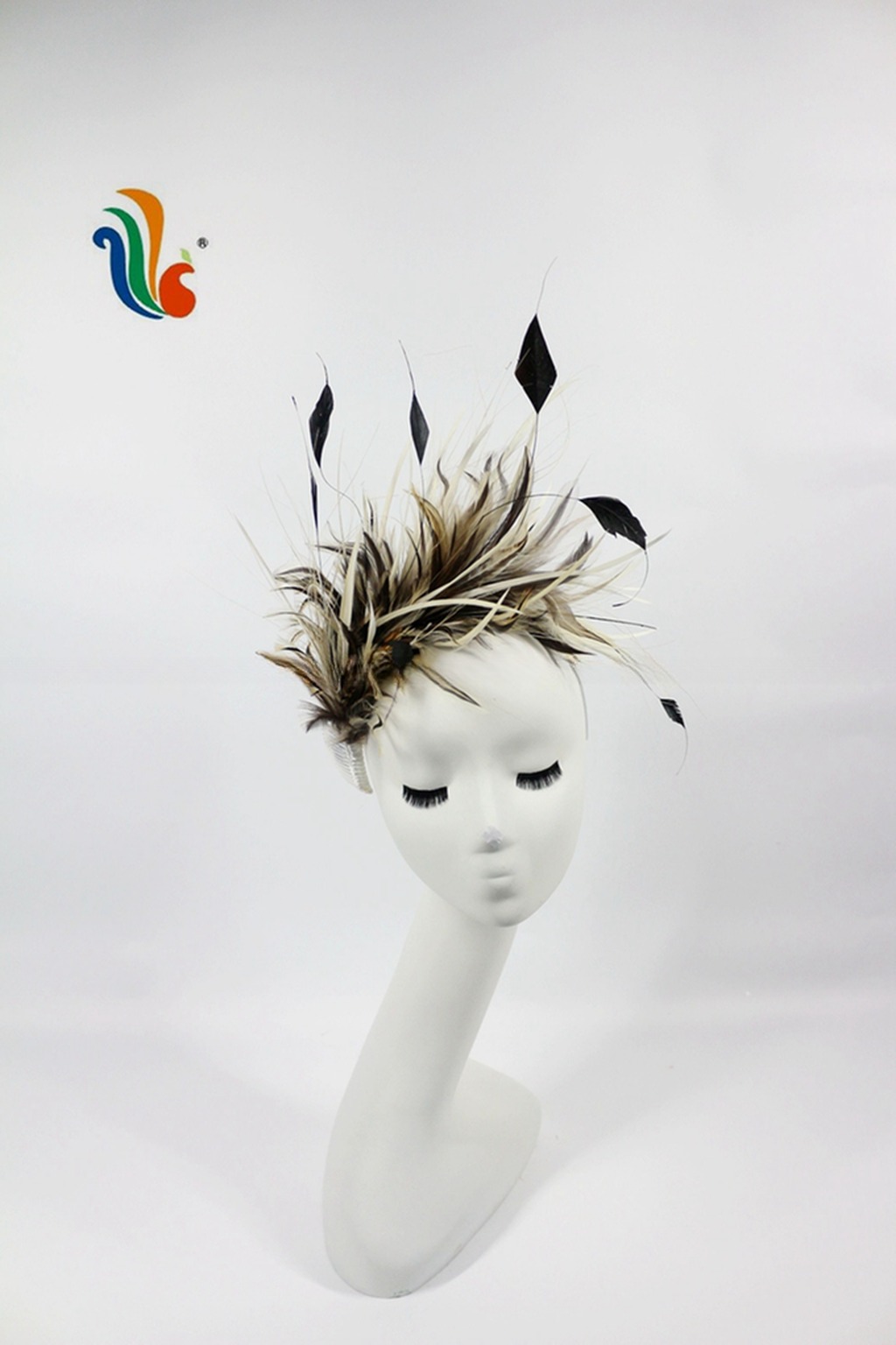 15*30 cm Goose Feather Millinery Supplies with Stripped Coque and Hackle Flower Mount