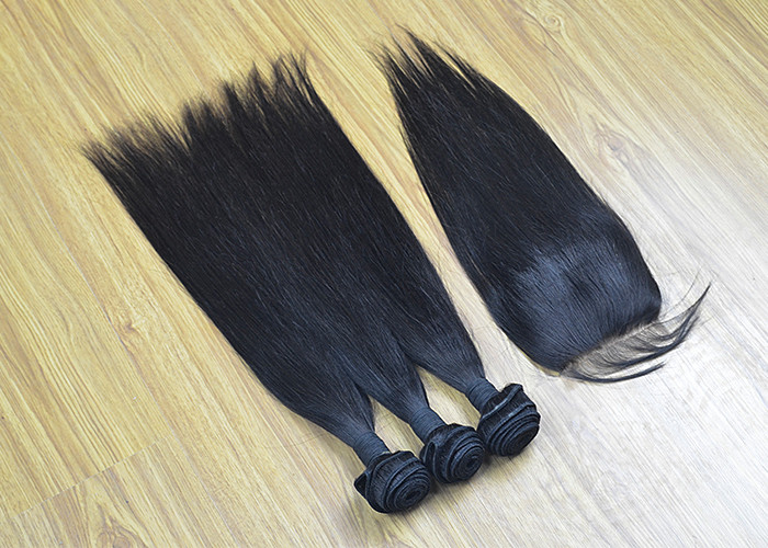Malaysian Straight Grade 7A Virgin Hair Bundles , Natural Color Non Remy Hair Weave