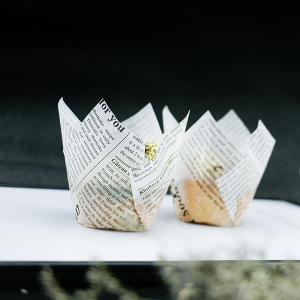Wholesale Greaseproof Baked Good Packaging White Newspaper Style Tulip Muffin Cups from china suppliers