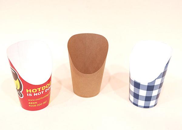 Heavy Weight French Fry Cups Greaseproof For Restaurant , 4 Color Process