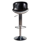 Disc Base Aluminium Aviation Black Leather Bar Stool Chairs Height Adjustable