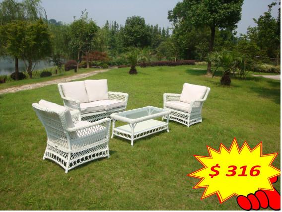 All Weather Wicker Furniture 4pcs Outdoor Rattan Sofa , Outdoor Wicker Patio
