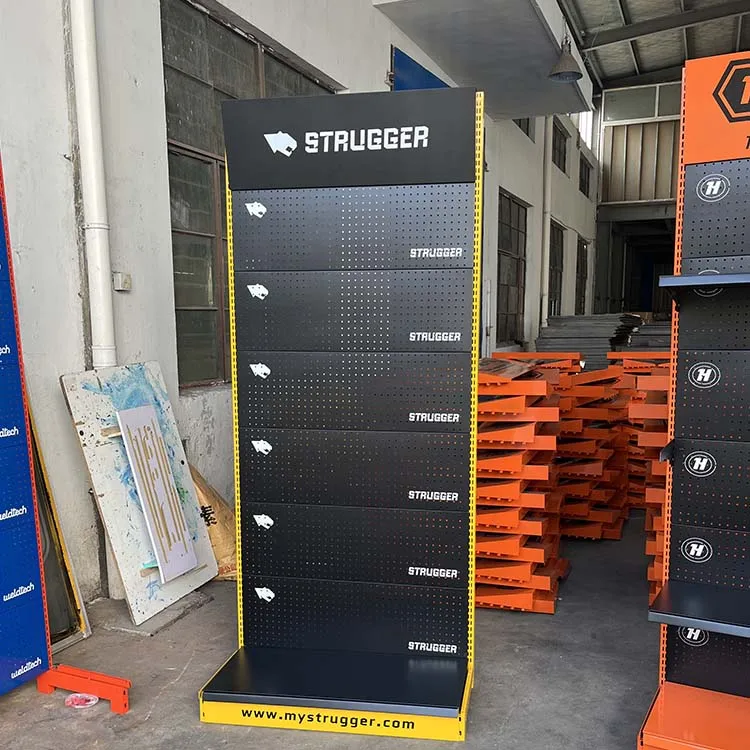 Factory Custom Size Color Logo Single Sided Black Display Rack Display Shelf Exhibitionstall Shelves