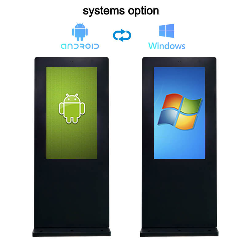 55 Inch Dual Screen Outdoor Digital Signage with IP65 Waterproof, 3000NITS Brightness, and Split Screen Playback
