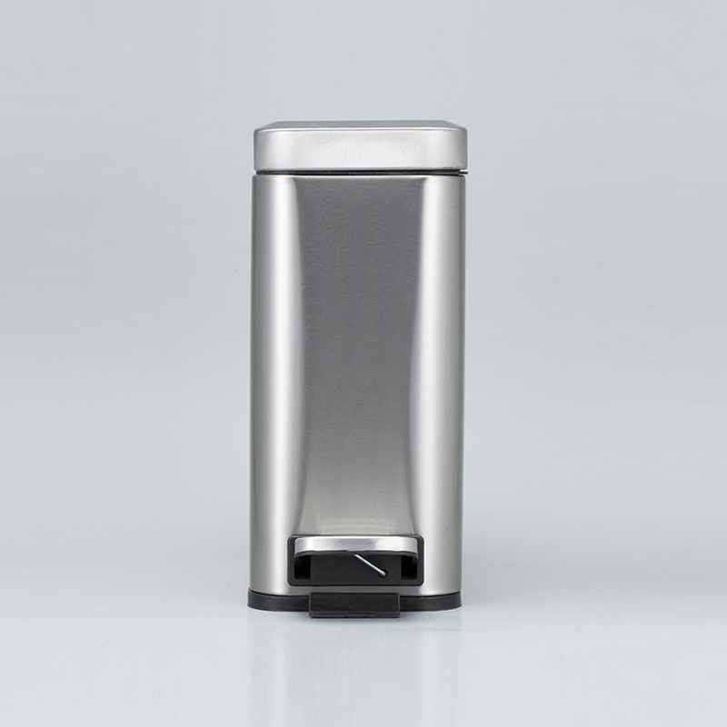 Rectangular 5L Step Trash Can with Foot Pedal and Rolling Cover Stainless Steel