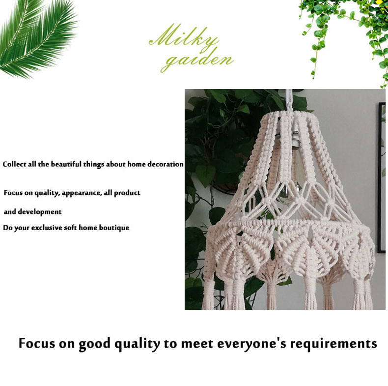 Bohemian Chandelier Hand Woven Lampshade Long Tassel Retro Decorative knitting lamp(WH-VP-216)