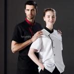 Short Sleeve Chef Uniform Tops Woman Man Cotton Fabric Breathable
