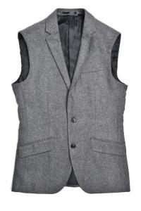 Wholesale Woolen Mens Tailored Sleeveless Vest Grey Mix 50% Polyester and 50% Wool from china suppliers