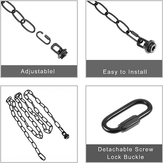 Secure Black Coated Chandelier Chain with Adjustable Length and Easy-to- Connecting Lock